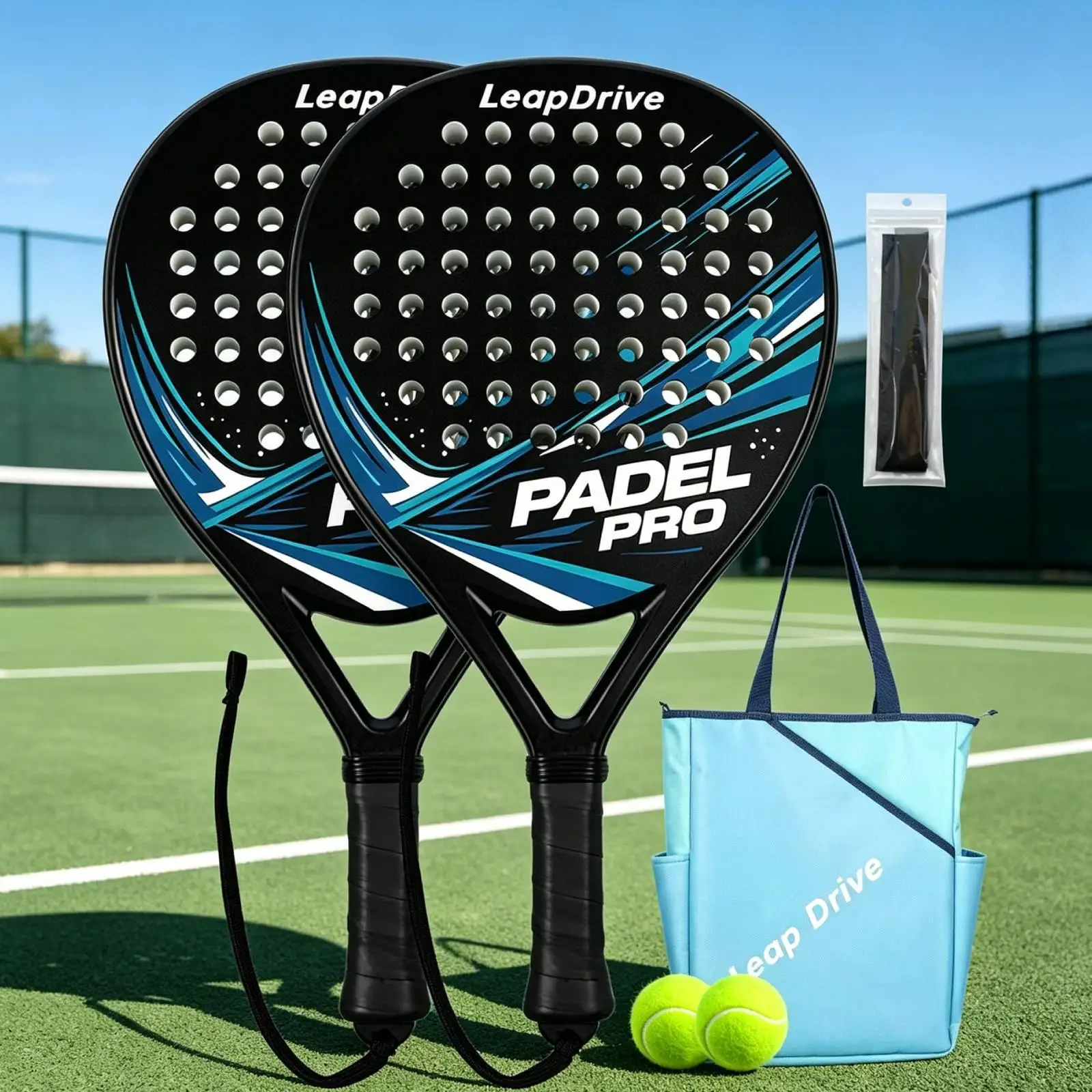 

Padel Rackets with Bag Party Comfortable Grip Matches Paddle Tennis Racquets Professional Training Equipment for Outdoor Game