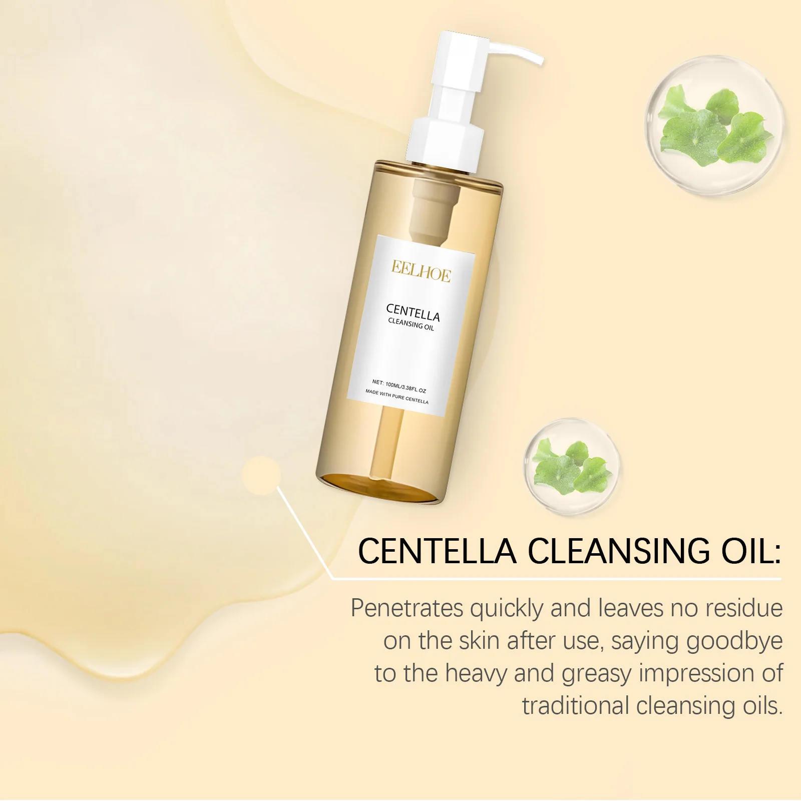 Eelhoe Centella – huile nettoyante légère, 100ml, élimination rapide et douce, barrière pour les yeux, les lèvres, verrouillage de l'humidité, soins de rinçage rapide Non sec