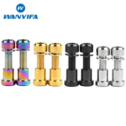 Wanyifa 2pcs Titanium Nuts+2pcs M5x16/18/20mm With Washer Rounded Column Head Screws For 3T Stem Front Forking Lock