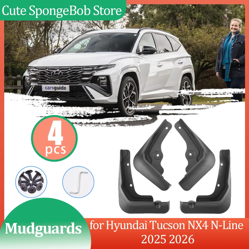 4pcs Car Mudguards for Hyundai Tucson NX4 N-Line 2025 2026 Mud flaps Fender Flare Flap Front Rear Wheel Splash Guard Accessories