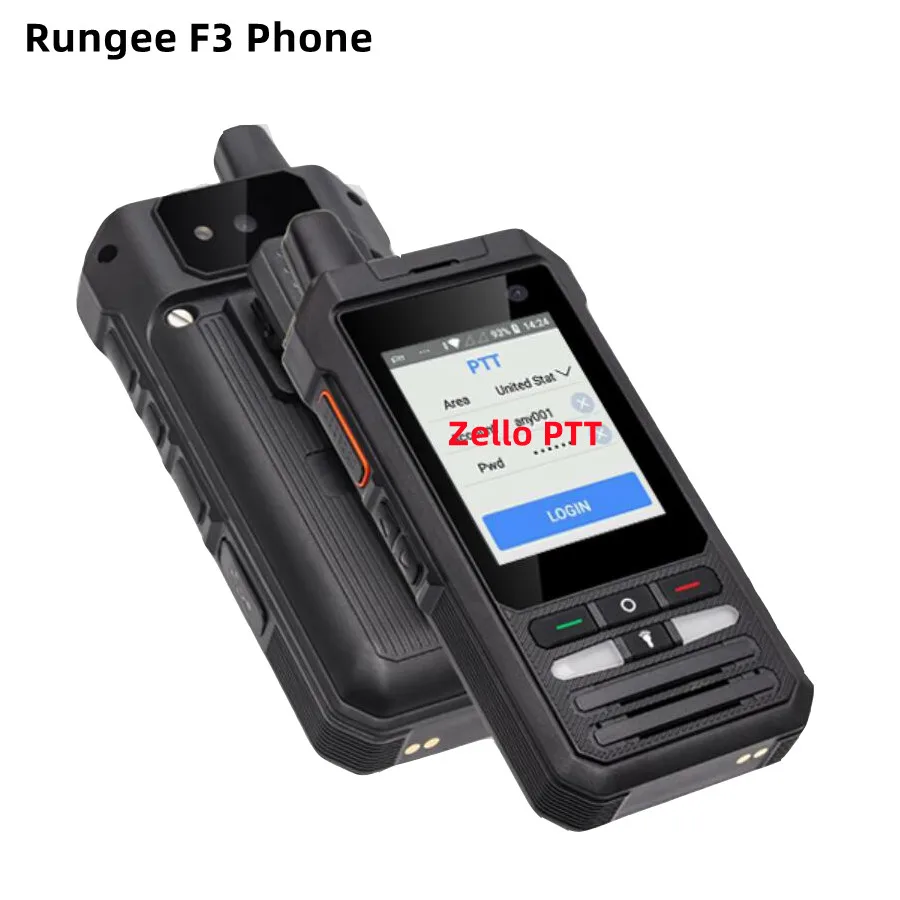 Zello PTT 5300mah Rungee F3 PTT POC Walkie Talkie 4G LTE CellPhone GPS GLONASS 5MP 2.4INCH IP54 Waterproof WiFi Bluetooth