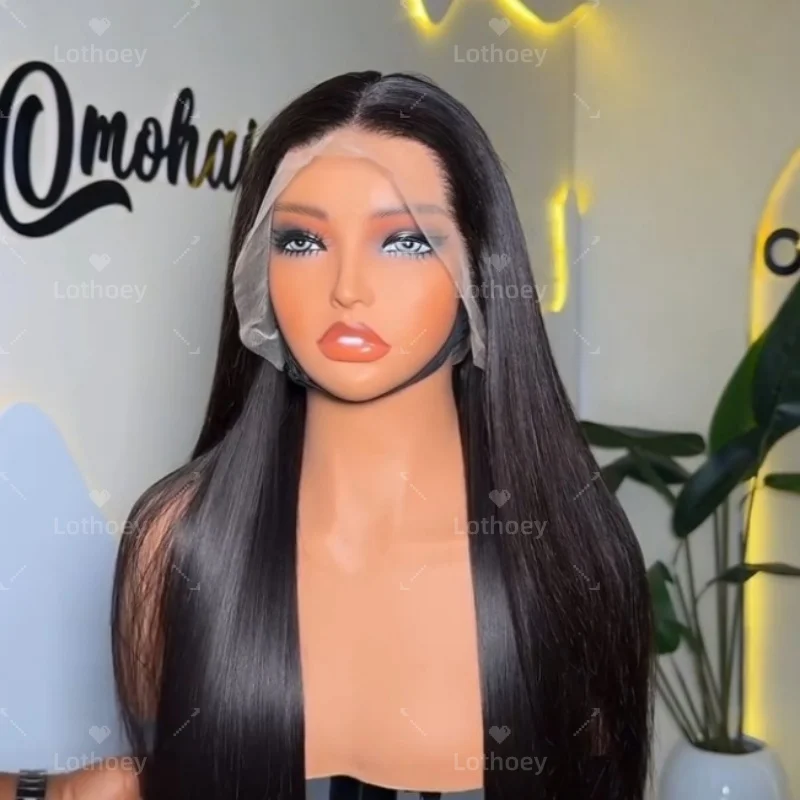 360 풀 레이스 가발 인모 글루리스 프리 플러킹 브라질리언 스트레이트 5x5 13x4 레이스 프론탈 가발 여성용