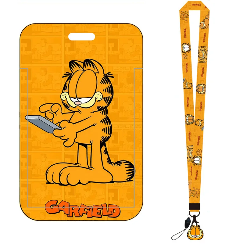 High Quality New Garfields Cute Holder Lanyard Card Cover Student Campus Hanging Neck Bag Card ID Card Holders Key Gifts