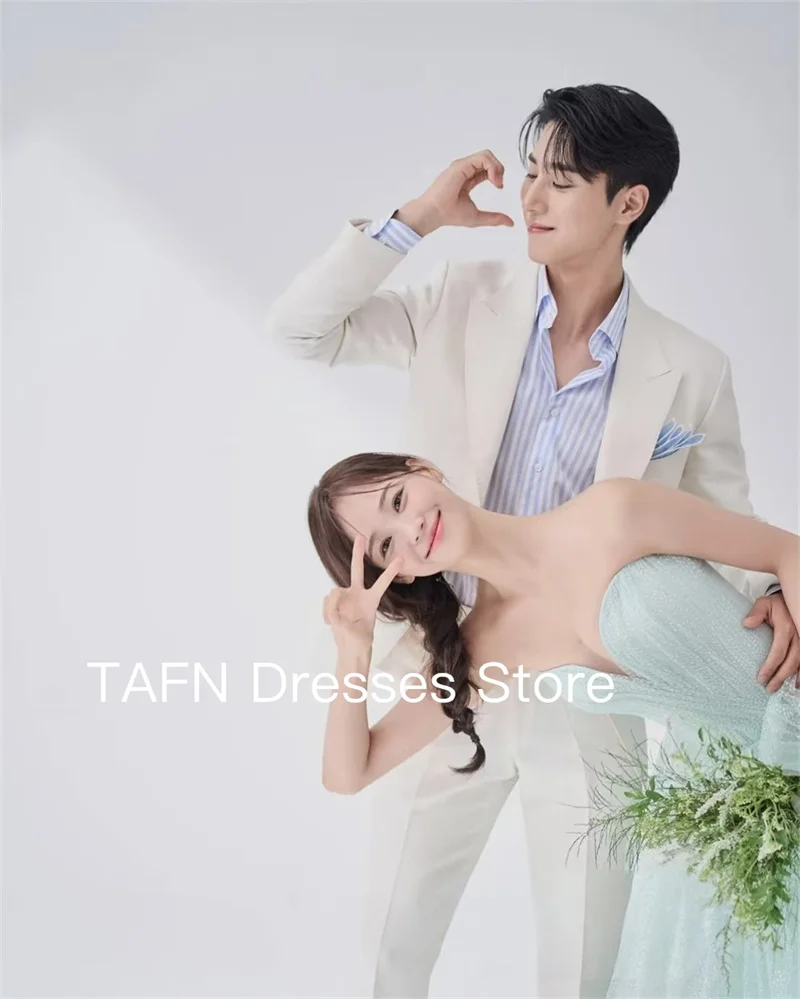 TAFN Fairy Light Green Tulle Wedding Dresses Sweetheart Bridal Gown A-line Korea Evening Dresses Custom Made Party Formal