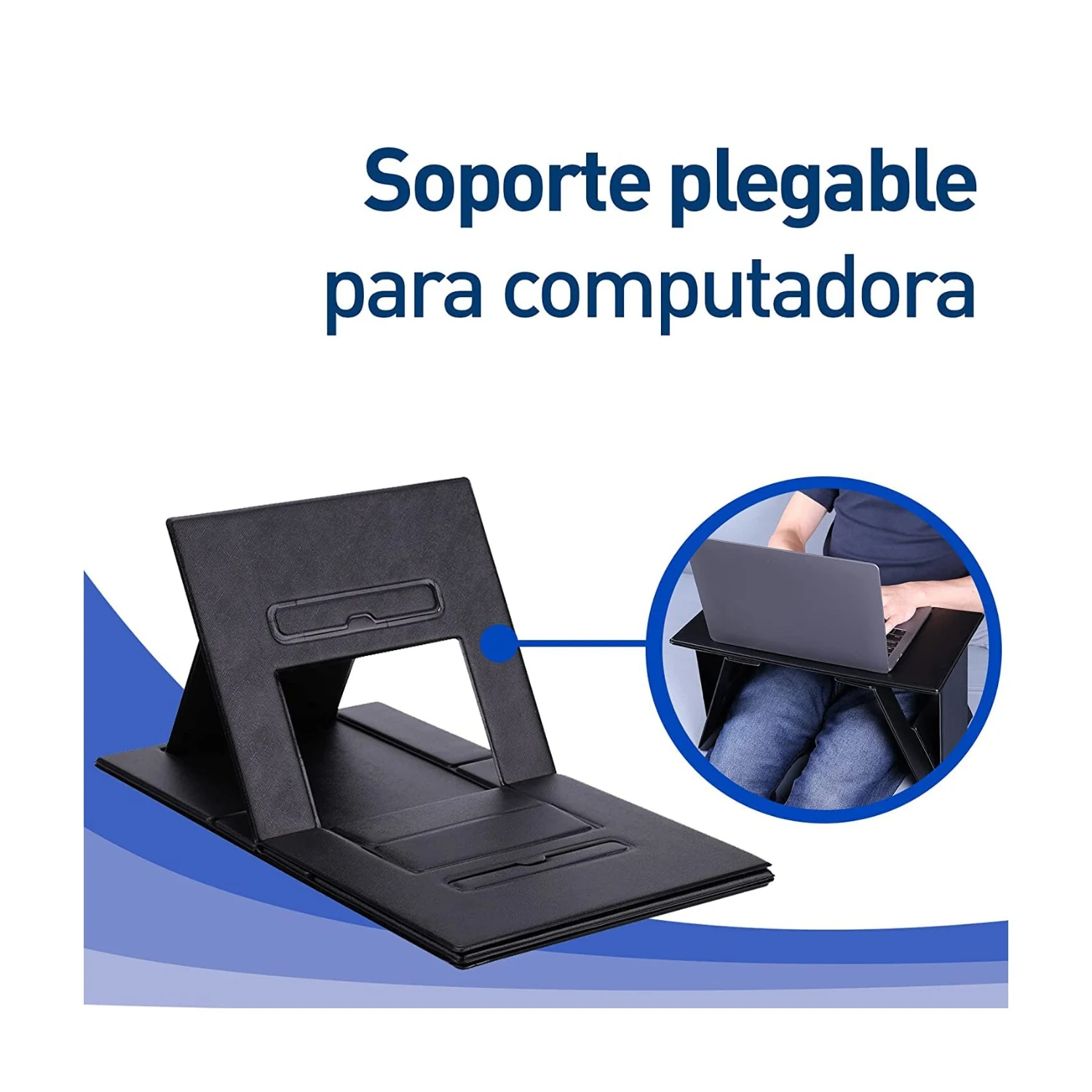 حامل كمبيوتر محمول قابل للطي من Bluelander ، طاولة قابلة للطي ، قابلة للتحويل إلى حامل الكمبيوتر اللوحي ، بطانة جلد PU مقاومة للماء ، متينة وقابلة للتعديل ، مساحة كبيرة ، مكتب متعدد الوظائف والمنزل