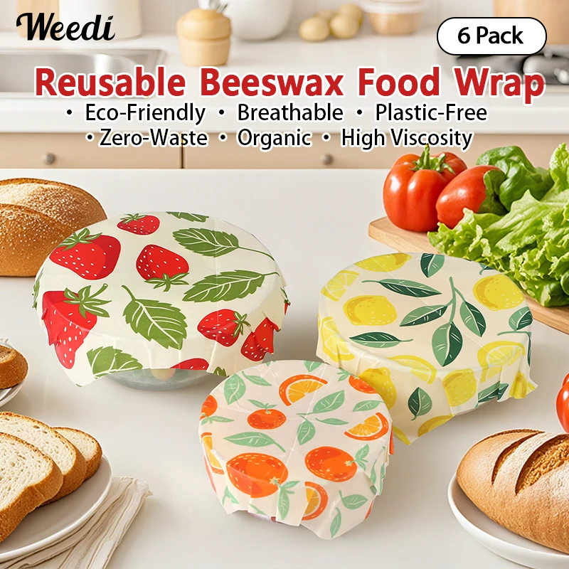 WEEDI 9PCS Envoltorios Reutilizables de Cera de Abeja – Envoltorios Coreanos Ecológicos, Envoltorios de Cera de Abeja sin Plástico para Sándwiches y Tapas para Tazones 밀납랩