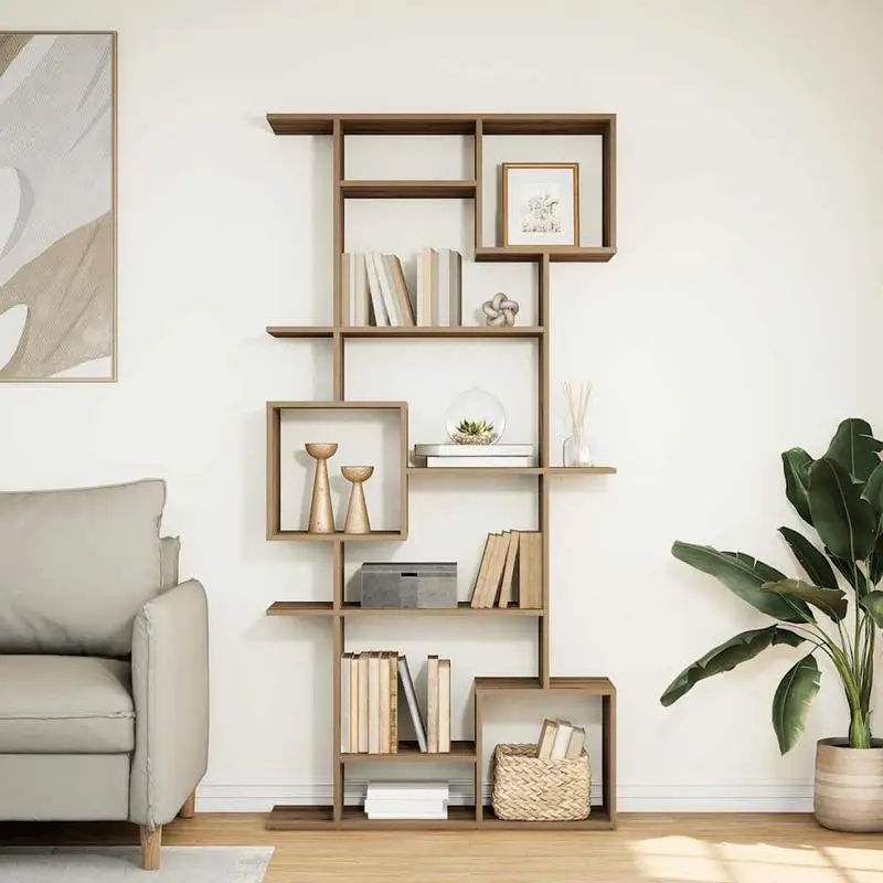 VidaXL Bebida de ingeniería estilo roble Biblioteca 92x29x cm - 9 compartimentos, robusta y resistente a la humedad