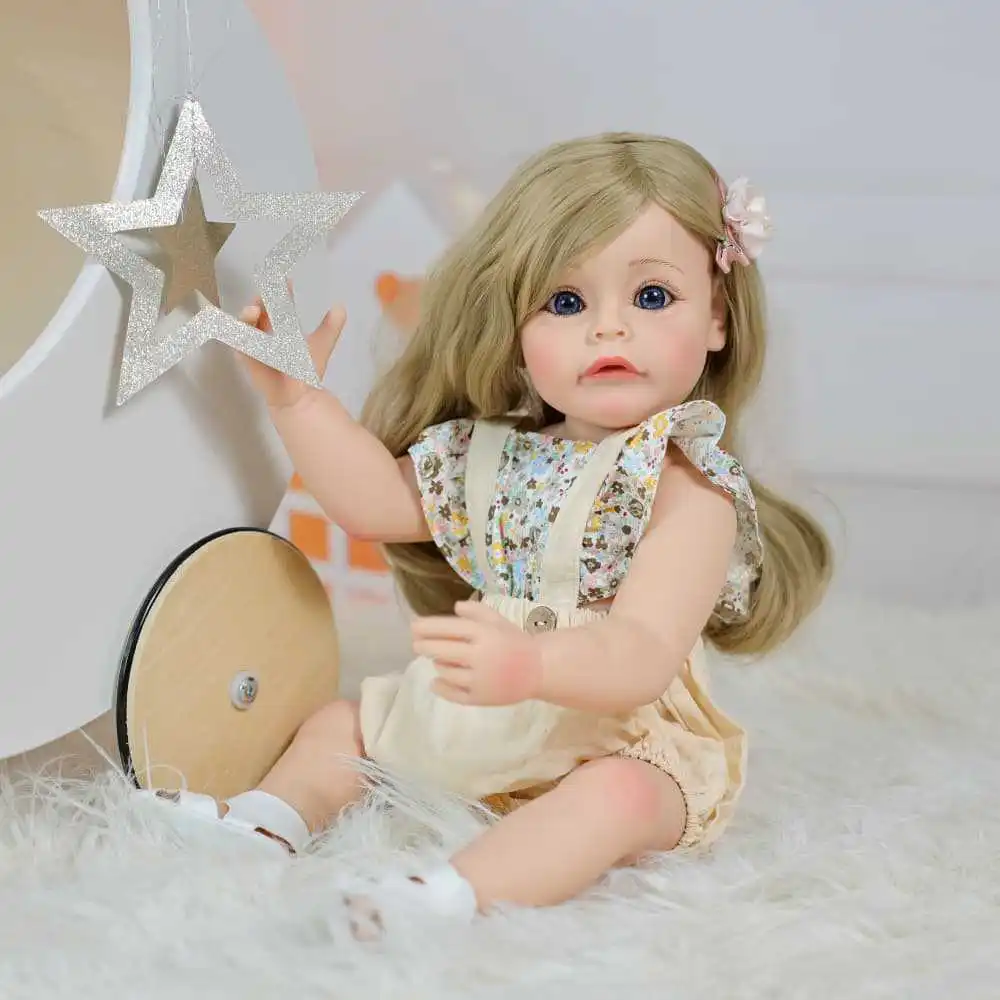 Cloveray 22 pollici classico realistico bambola rinata bambola super carina morbida in vinile giocattolo di alta qualità che gioca a casa bambola regalo per bambini