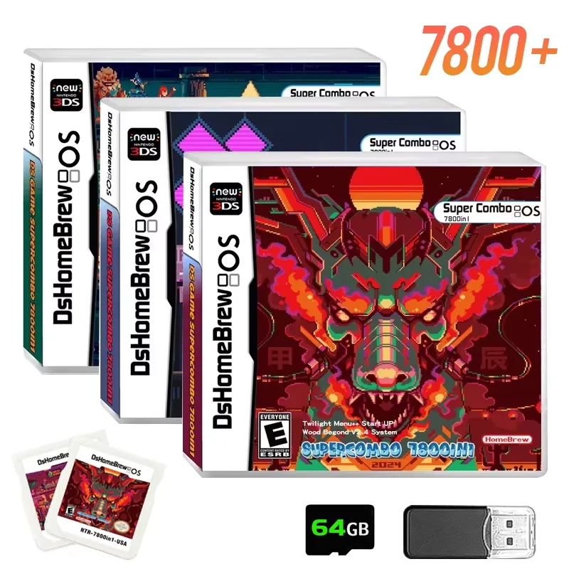 7800 in 1 Game Collection R4 3DS Flash Card NDS SDHC Adapter Memory Burning Card RTS DS Video Game Card