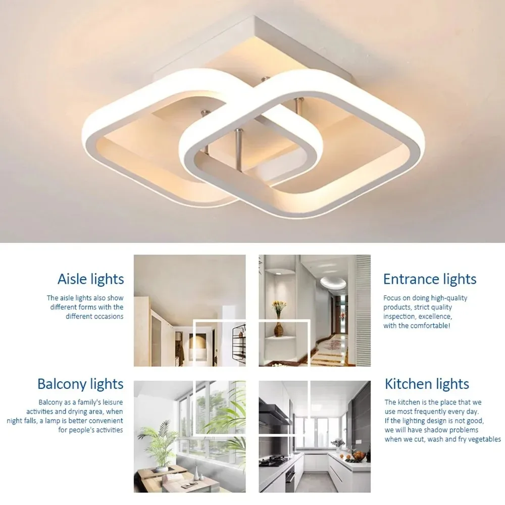 Modern LED Ceiling Chandelier 3 Colors Dimmable  Lamp Lighting Lustre For Kitchen Aisle Balcony Bedroom Indoor Home Decor