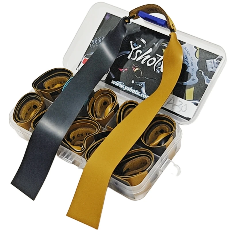 

Yshotx ShadowGold-A30 Slingshot Bands 10 pcs Flat Latex Rubber High Elastic Power for Hunting Catapult Shooting