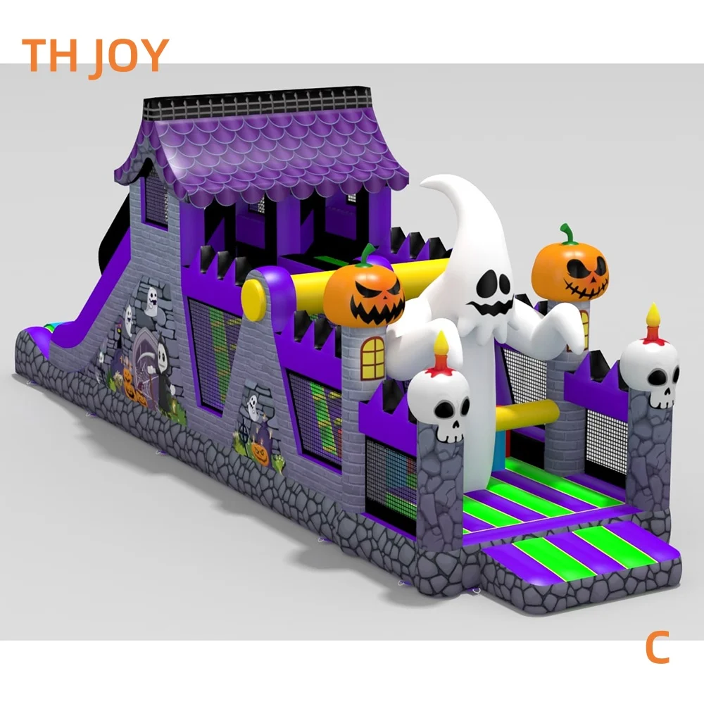 Dostawa statkiem do domu, dmuchany labirynt przeszkód Ghost Pumpkin, dmuchany domek do skakania na Halloween, wyścigi sportowe.