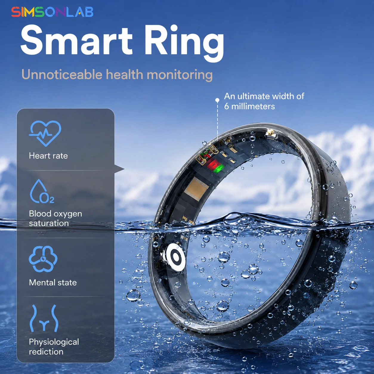 

2026 Smart Ring Heart Rate Blood Pressure Monitor Health Ring 5ATM Waterproof Bluetooth Call Men Women For Gifts