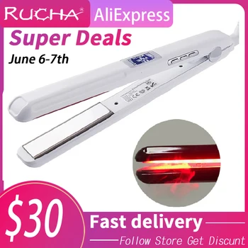 초음파 적외선 콜드 헤어 스트레이트너, 다리미 케라틴 트리트먼트, 곱슬 머리용, 손상된 헤어 플랫 아이언 회복 