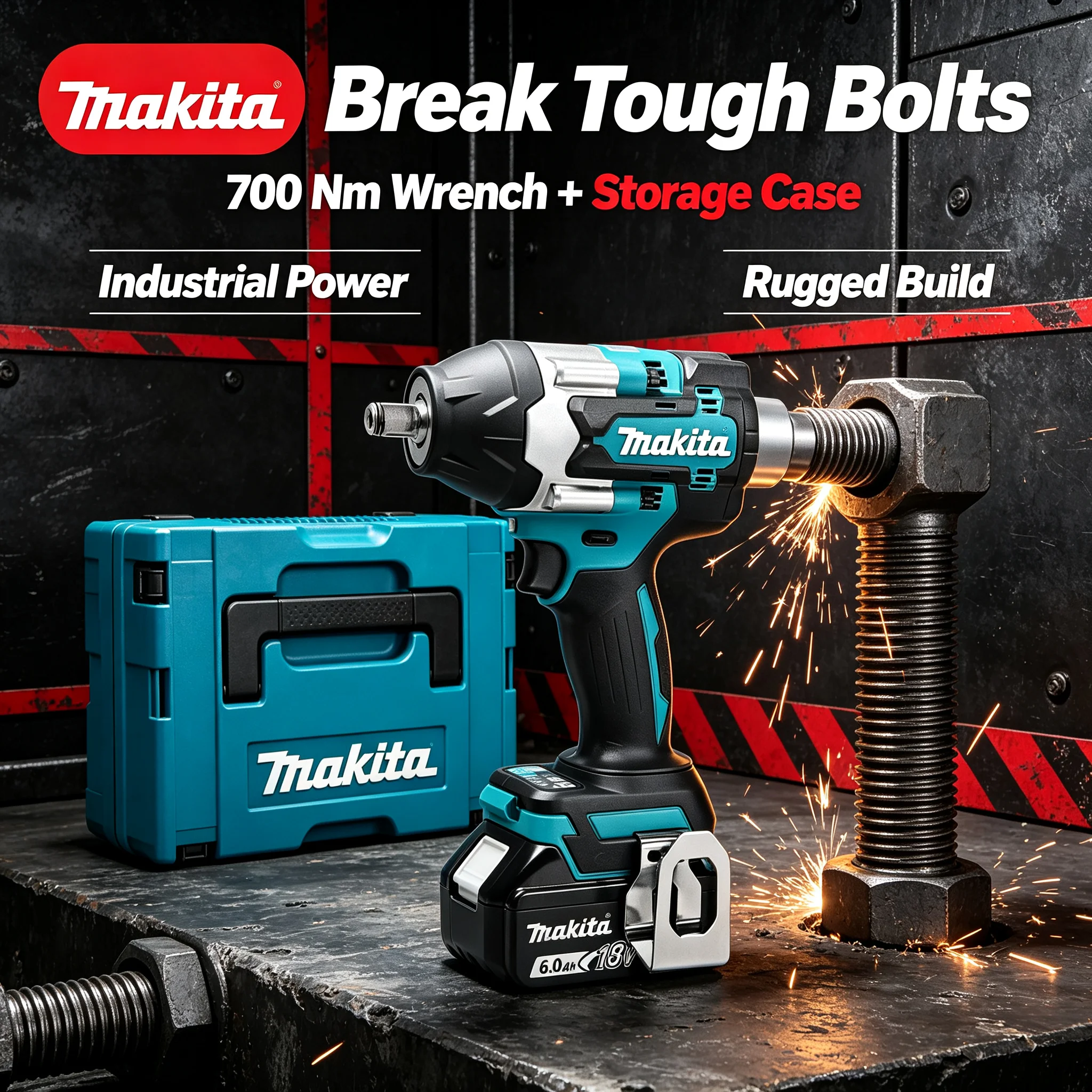 Makita DTW700 Akku-Schlagschrauber 18V Bürstenloser Motor 1000Nm Variable Geschwindigkeit Auto-Stopp Elektrischer Schrauber
