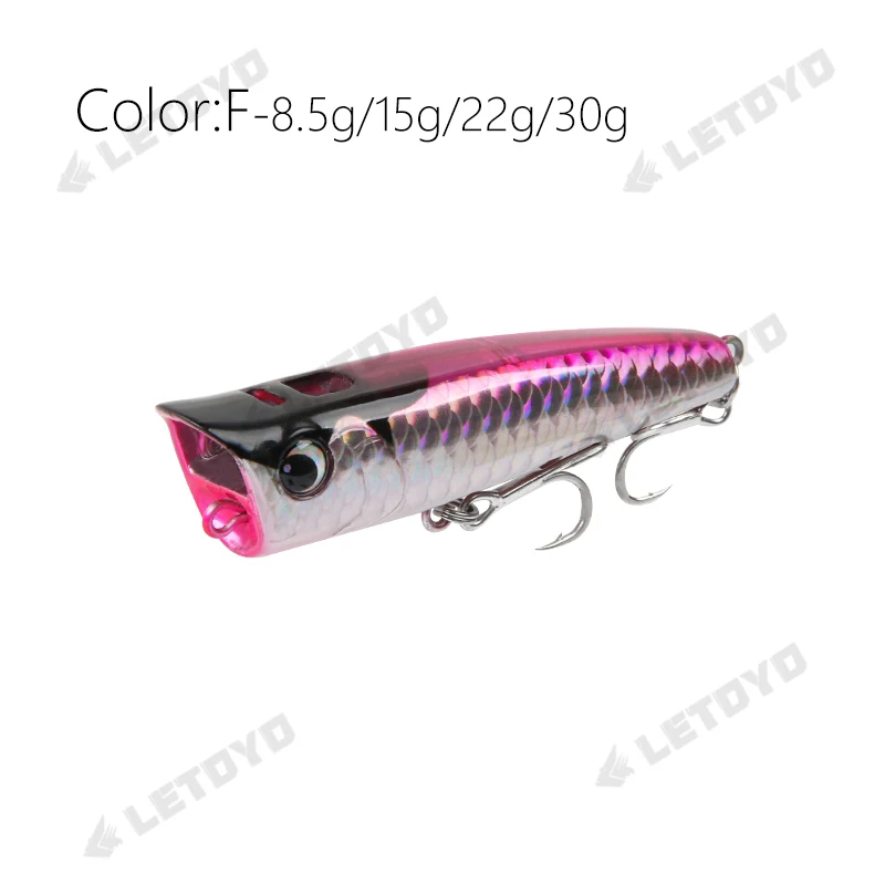 LETOYO Topwater Popper 8,5–30 g schwimmende Rock-Pop künstliche Hartköder für Barsch, Barsch, Hecht, Angelköder