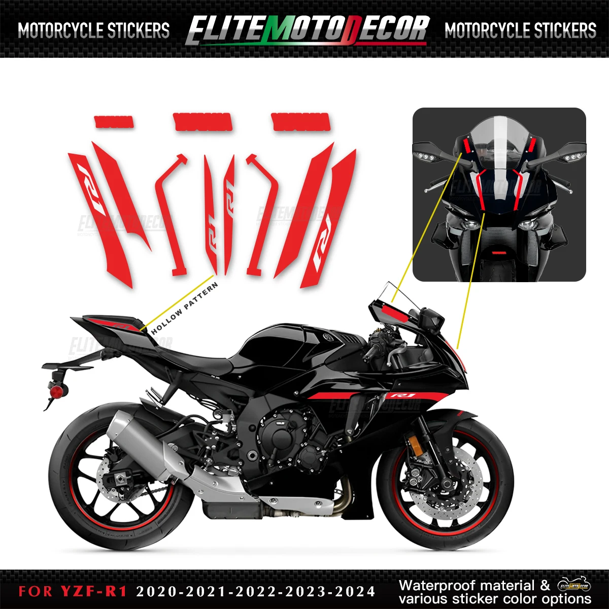 

For YAMAHA YZF-R1 2020 2021 2022 2023 2024 YZF R1 2024 New Motorcycle Fairing Shell Custom Decal Sticker Full Vehicle Sticker