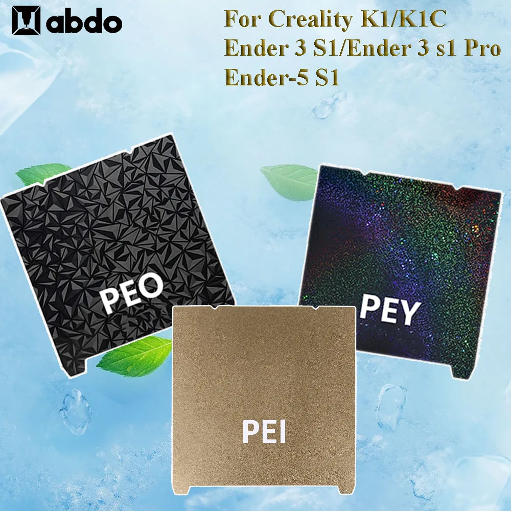 

Для Creality k1 Строительная пластина PEI лист для ender 3 s1 Pro Ender5 S1 пружинный стальной лист PEY PEO 235x235 мм Pei лист для Ender 3 s1