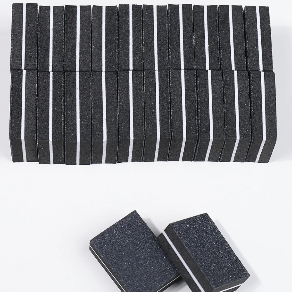 50個入り ブラック両面ネイルバッファーブロック、プロ用マニキュアペディキュアスポンジファイル、ネイルアート、サロン＆家庭用
