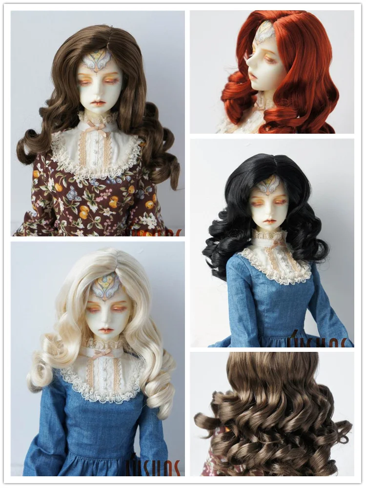 JD343 1/6 1/4 1/3 Pretty Culry BJD Synthetic Mohair Wig YOSD MSD SD Blythe Soft Doll Hair Suit Size 6-7inch  to 10-11inch