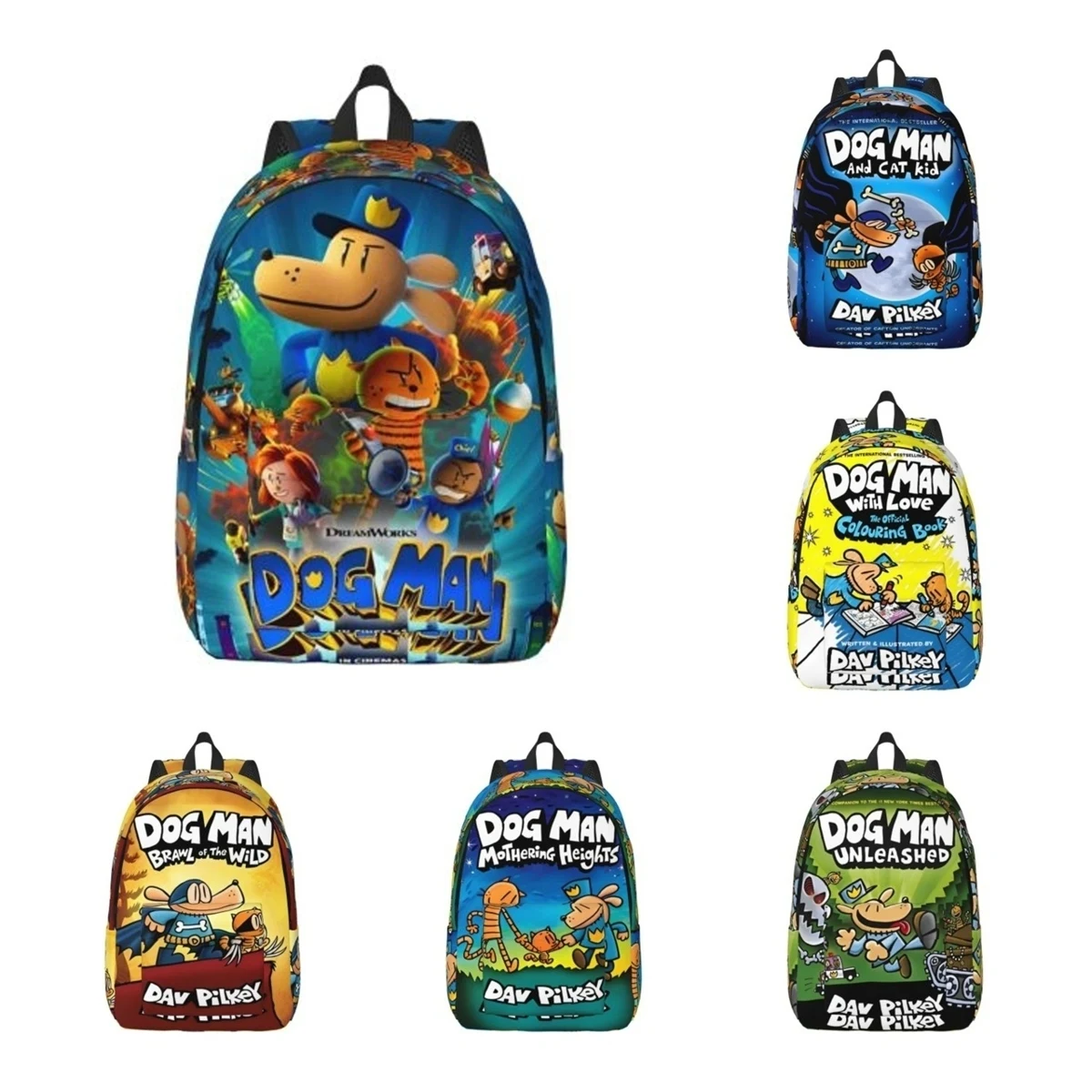 Dog Man Dogman Movie Comic Backpack for Men Women Casual High School Business Daypack Cartoon Animals College Shoulder Bag Sport