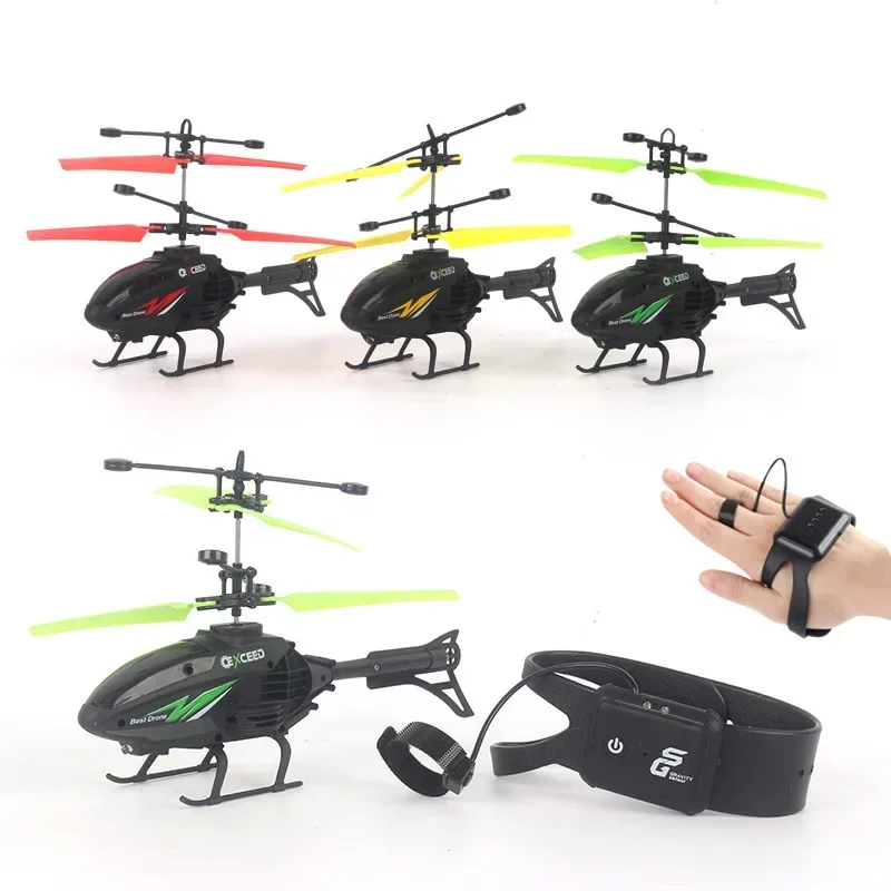 Uhr Handgelenk Handgesteuerter Induktionsflugzeug Schlagfester Hubschrauber mit Beleuchtung Wiederaufladbare Mini-RC-Drohne