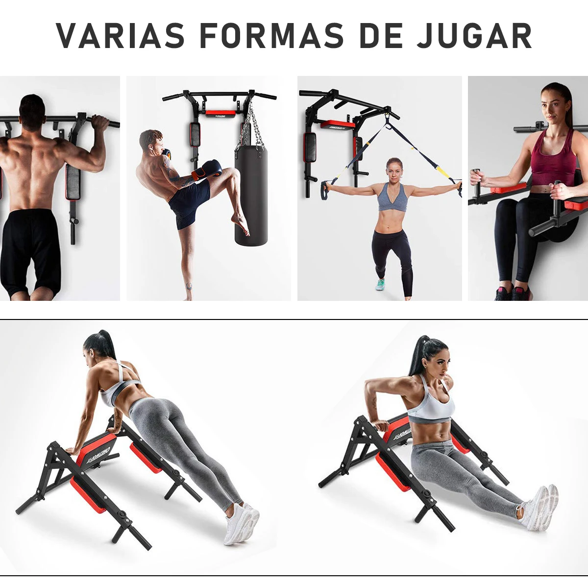 قضيب سحب متعدد الوظائف مثبت على الحائط لصالة الألعاب الرياضية المنزلية، تدريب قوة المقاومة العالية 199.58 كجم، أوضاع قبضة متعددة للسحب، والضغط، والتمارين الأساسية