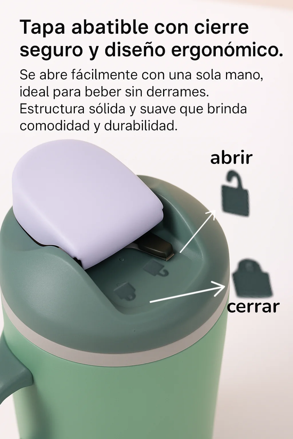 كوب حراري من الفولاذ المقاوم للصدأ Fab-30، سعة 1185 مل مع مقبض مريح وقش مدمج قابل للسحب، جدار مزدوج مضاد للانسكاب، غطاء قلاب محكم وتصميم حديث، مثالي للقهوة أو الماء أو الشاي أو العصائر