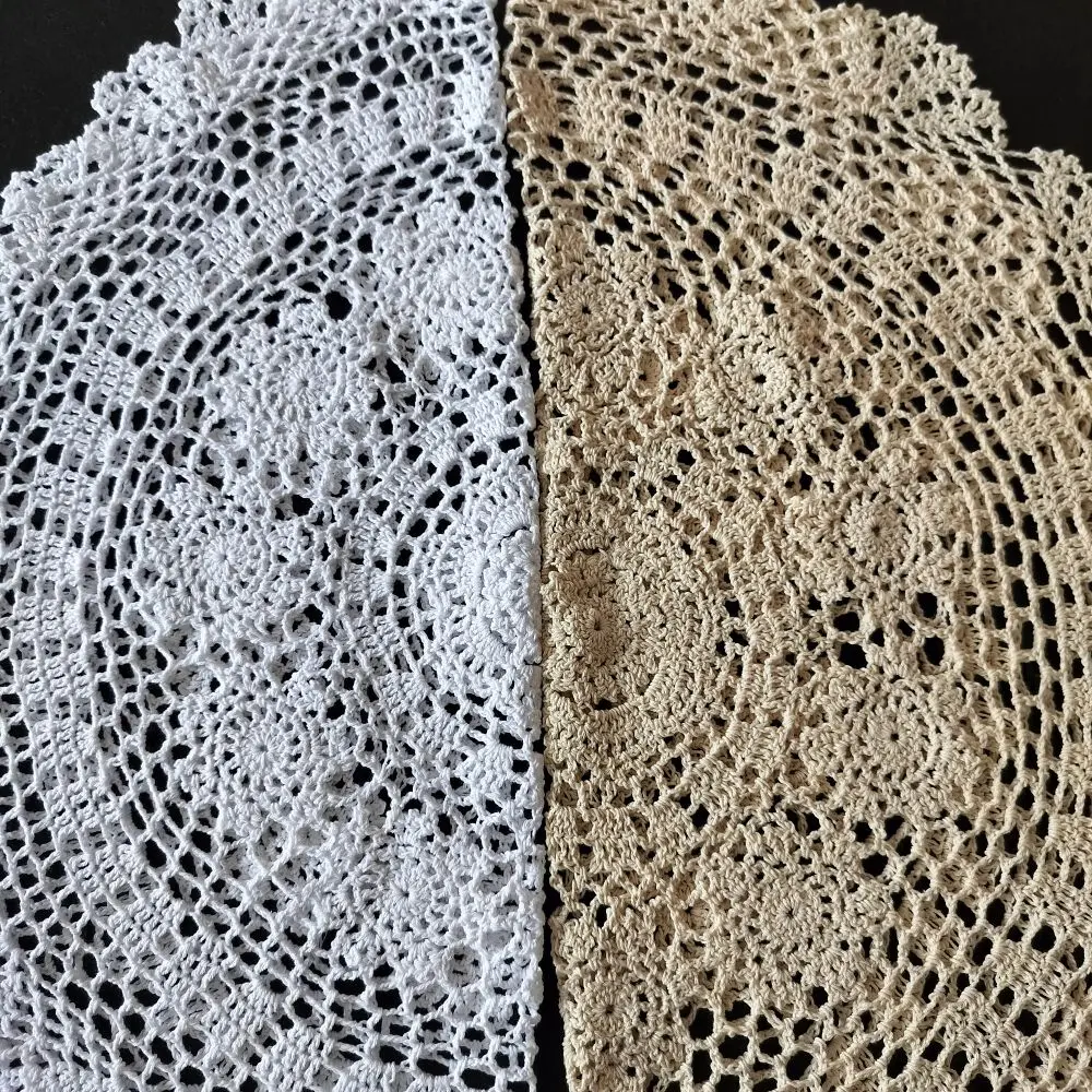 23 Inches Round Coffee Table Place Mats Vintage Hand Crochet Doily Elegant Floral Placemats Boho Wedding Party Table Settings