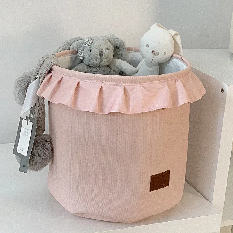 SCALLOP TOP BABY ROUND STORAGE BASKET LOVELY REUSABLE FOLDING TOYS  CLOTHING ORGANIZER WASHABLE DURABLE NEATING LAUNDRY BIN