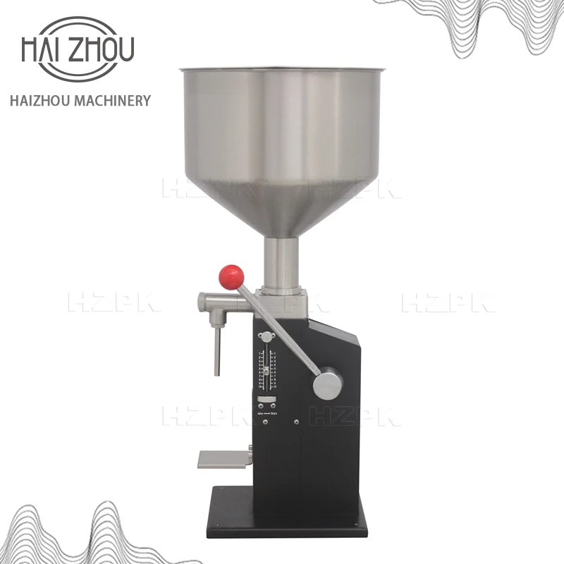 HAIZHOU Manual Liquid Paste Filler 5-100ml Stainless Steel Product Connect Small Packing Machinery Handle Filling Machine