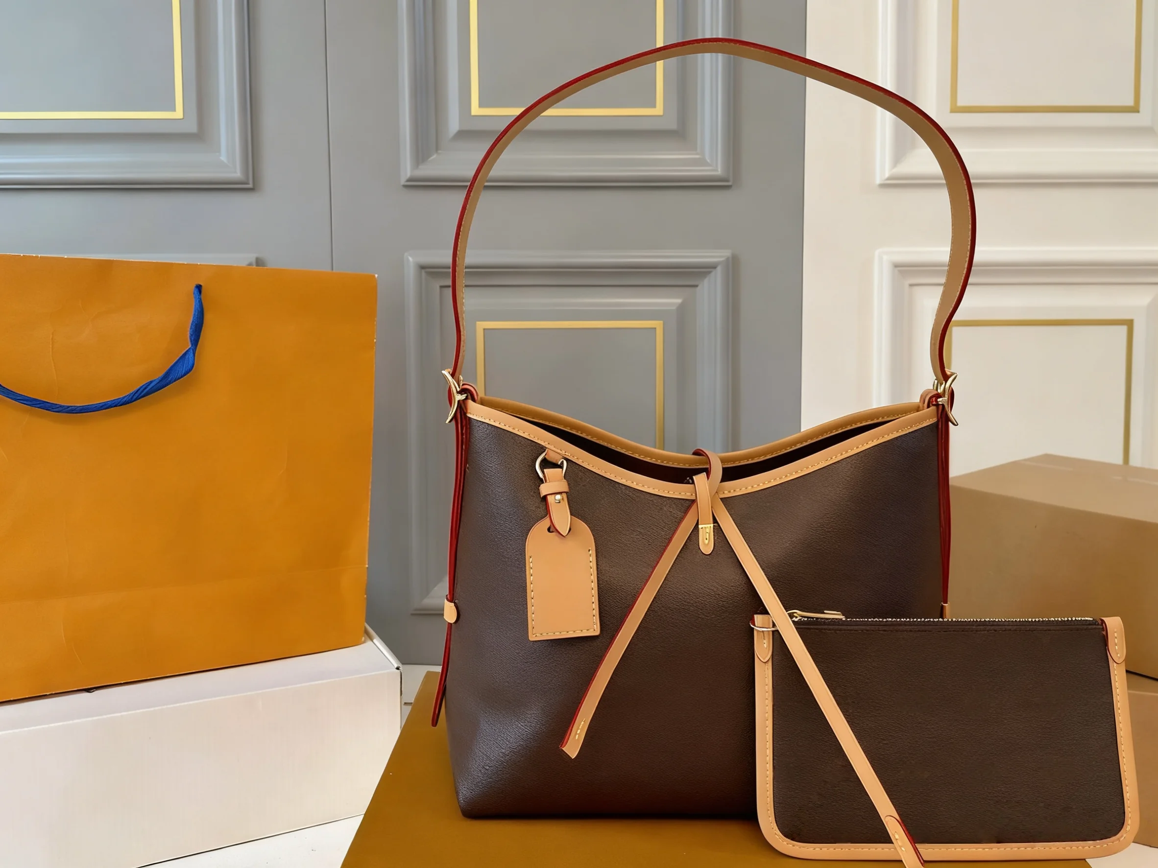 

2025 New SIZE: 29x25 CM Fashionable Versatile bags leather cherry Portable can be carried on the shoulder no boxes