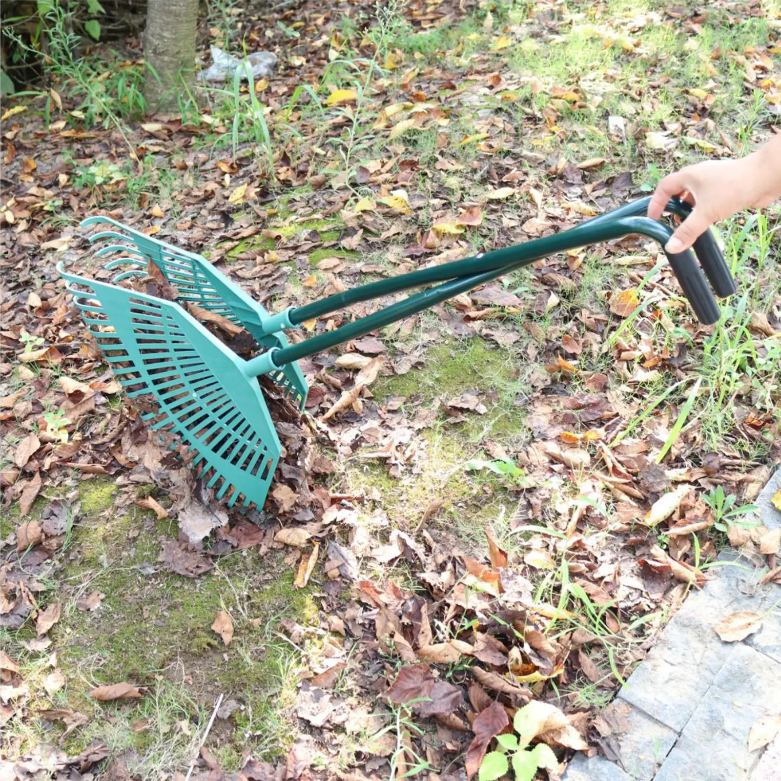 Folha de garra de folha de cabo longo de aço carbono para gramados, grama de jardim prático fácil uso limpeza manual ferramenta de colheita de folhas