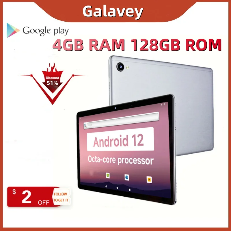 Type-C Android 12 Tablet 4GB RAM 128GB ROM 10.1 INCH Octa Core MTK8183 CPU WIFI Bluetooth 5.0 8.0MP+13.0MP Camera 6000mAh
