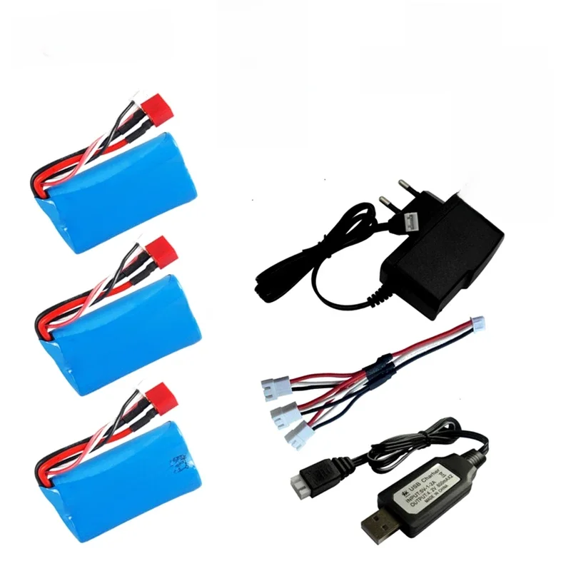 Akumulator Lipo 7.4V 3000MAH 18650 do Q46 Wltoys 10428 /12428/12423, części zamienne do samochodów RC z ładowarką, bateria 7.4V 2S do zabawek. — 2