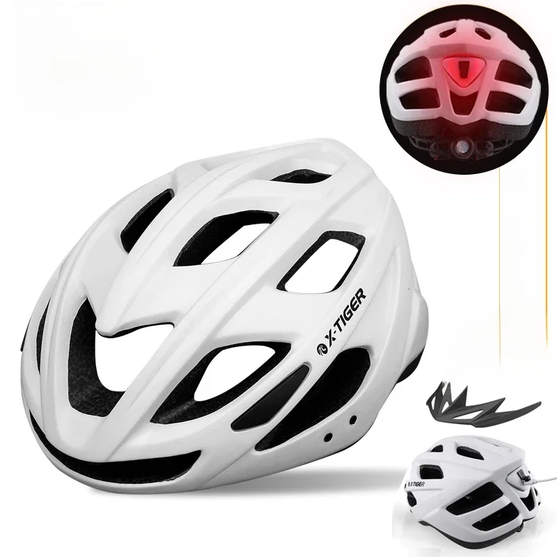 AliExpress X-TIGER Cycling Helmet Men Women LED Light Helmet Road Mountain Sports Bike Helmet Bicycle Helmet Rechargeable With Brim Design