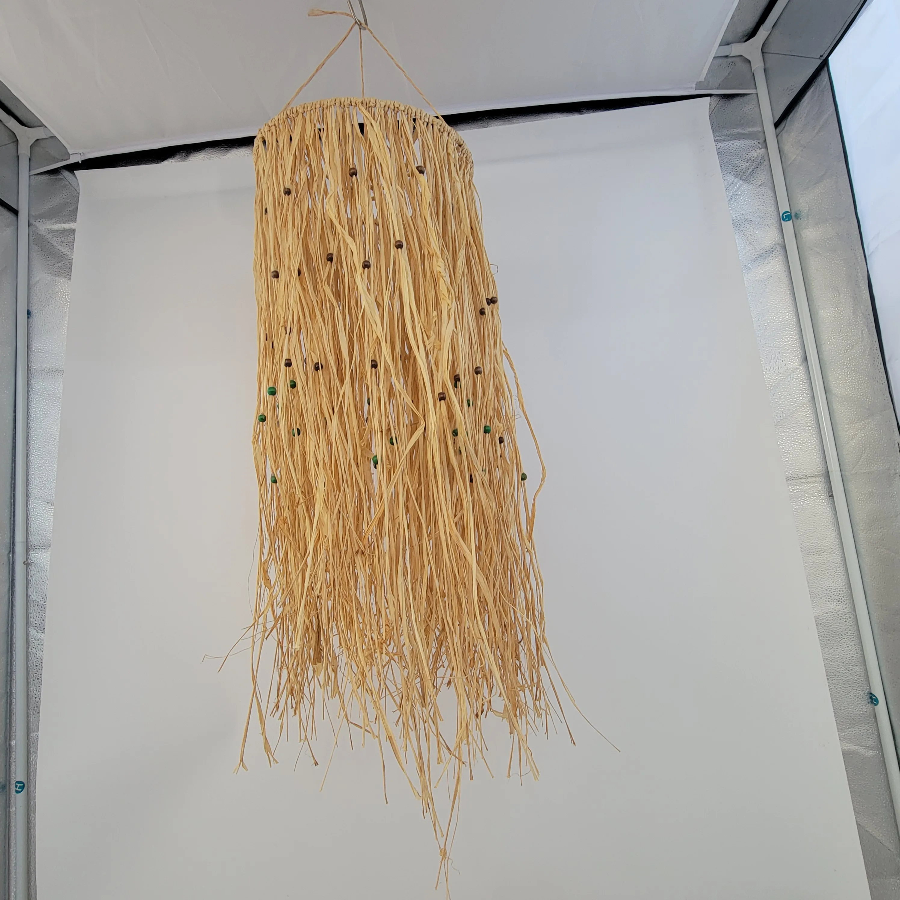 Boho Natural Raffia Tassel Wall Hanging Handmade Fringe Wall Decor Wedding Backdrop Photo Booth Background Home Party Decoration