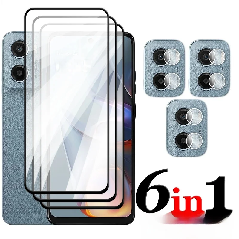 Protecteur d'écran pour Film E15, 6 en 1, pour Motorola Moto E15 E14 E13 E30 E20 verre trempé 2.5D, couverture complète de colle