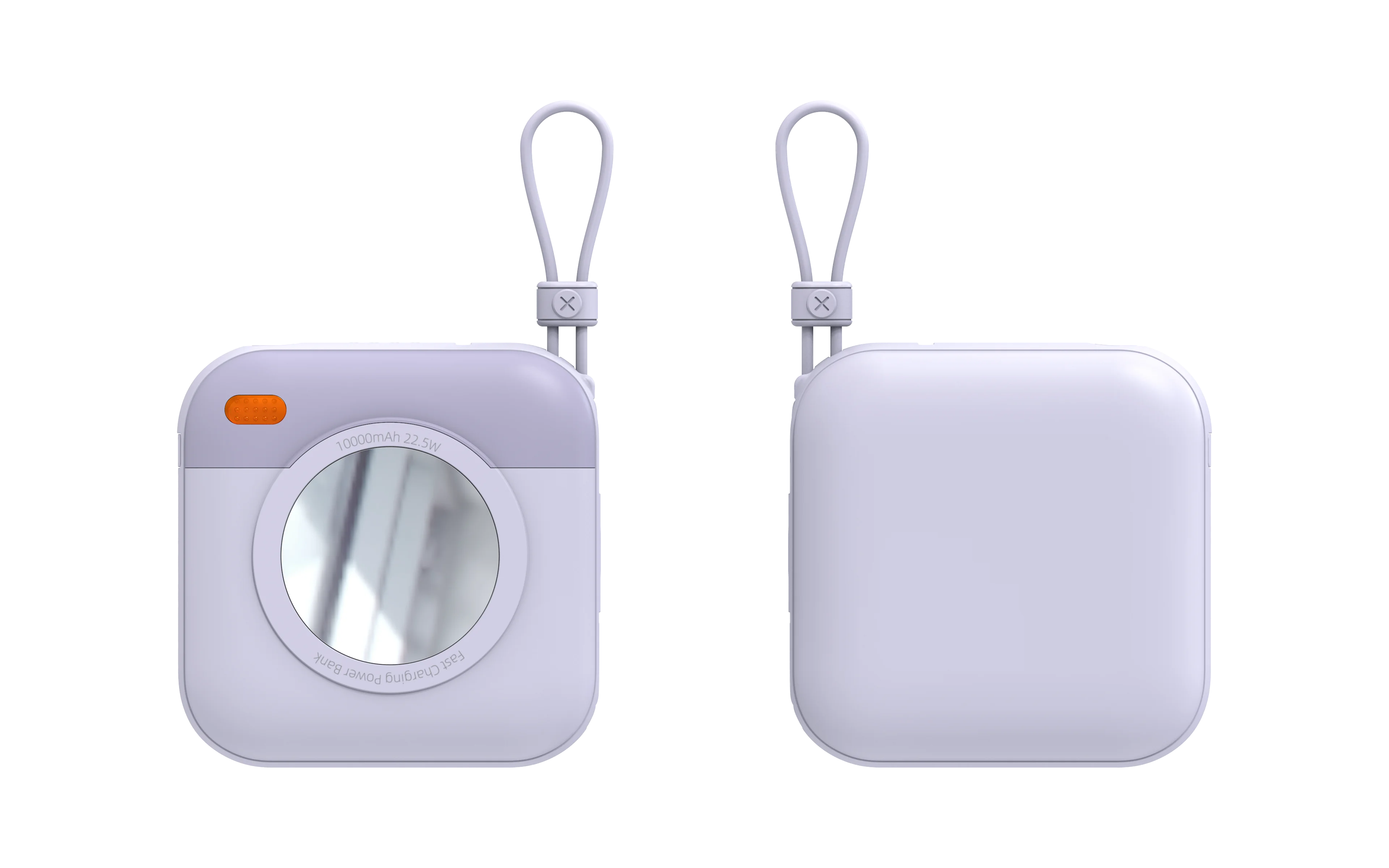 G-Tab FLEX10 Lila Powerbank 10000mAh 22,5W Schnellladung, Integriertes USB-C & Lightning Kabel, Kompaktes Taschenformat 72x72mm, Kompatibel mit iPhone & Android, Kurzschluss- & Überladeschutz