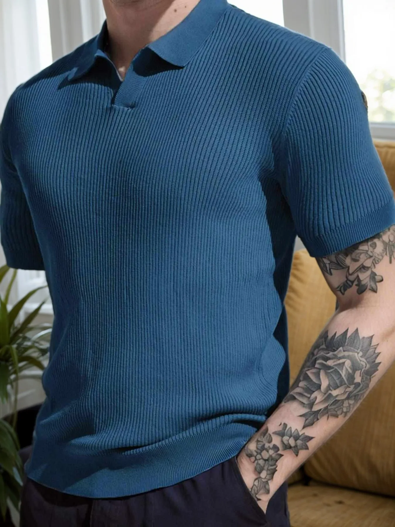 Men's Collared Short Sleeve Casual Sweater, Comfortable and Breathable, Stylish and Versatile, Suitable for Various Occasions