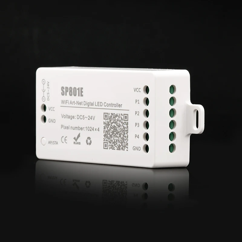 SP801E wifi connection AP/STA/Art-Net smart 4CH pixel light controller for single wire IC, support DXF import,music control