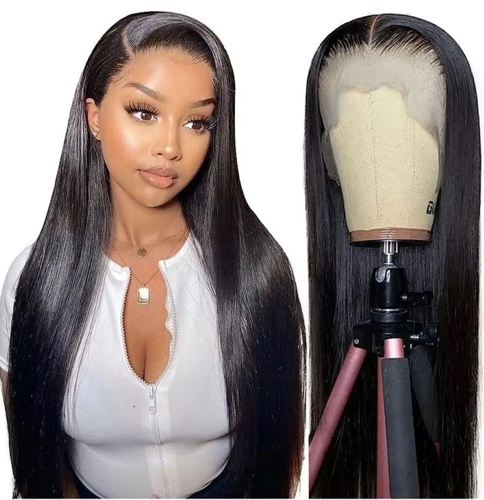 13x6 Bone Straight Lace Front Wigs Pre Plucked 40 inch Hd Transparent Lace Frontal Wig for Women Choice Brazilian Human Hair Wig