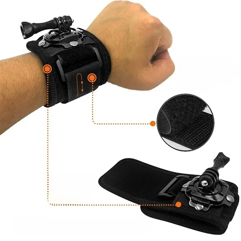360 °   Obrotowy pasek na nadgarstek do GoPro Hero 12 11 10 9 8 7 6 5 SJCAM AKASO Insta360 X2 X3 DJI Osmo Akcesoria do kamer akcji — zdjęcie 2