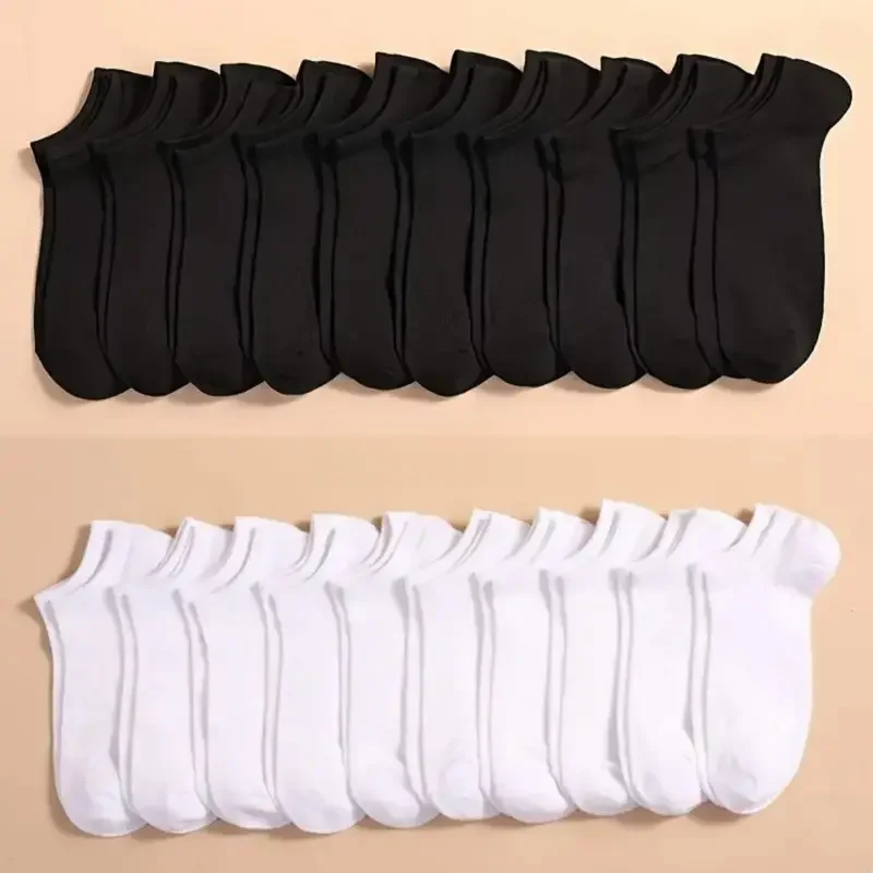 Chaussettes Unisexes Unisexes Légères, Respirantes, Confortables, Anti-Odeur, Absorbant la Sueur, Coupe Basse, Rinçage, pour Homme et Femme, 10 Paires