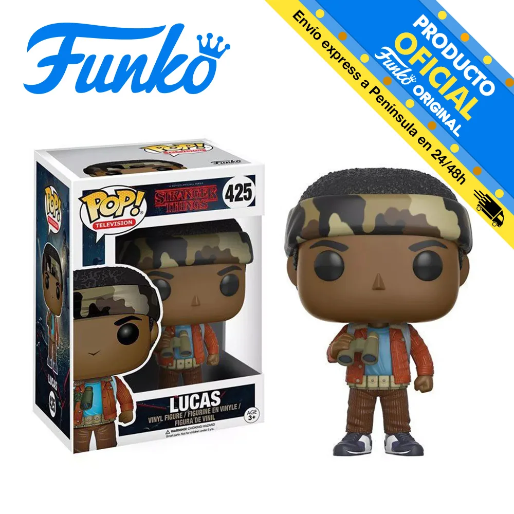 FUNKO POP! Stranger Things - Lucas, original 13324 Reference, Toys, Boys, Girls, original Gifts, Collector, Figures, Dolls, Shop, Box, New, Man, Official License