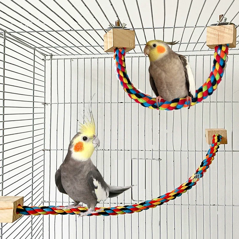 Jouets de morsure d'oiseau pour animaux de compagnie, corde en coton couleur perroquet, jouets d'escalade élastiques pour perroquets, harnais de balançoire robuste, Cage, jouet pour animaux de