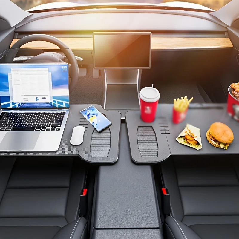 

Тройной автомобильный поднос для модели 3/совместим с большинством автомобилей, складной автомобильный поднос, многофункциональный автомобильный поднос для еды