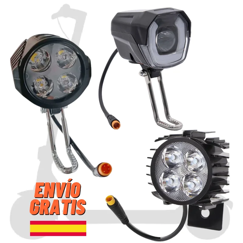 ✅Front Led Headlight Light with Horn Electric Scooter Smartgyro Speedway / Rockway / Crossover / Zwheel Zrino / Bicicleta / Universal 12-80V - Skateboard, Spare Parts, 3-Pin Male Connector