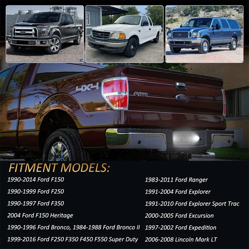 2 قطعة لوحة ترخيص مُضاء أضواء العلامة مجموعة مصابيح لفورد F150 F250 F350 سوبر ديوتي رينجر اكسبلورر برونكو رحلة الأبيض 6000 كيلو #6