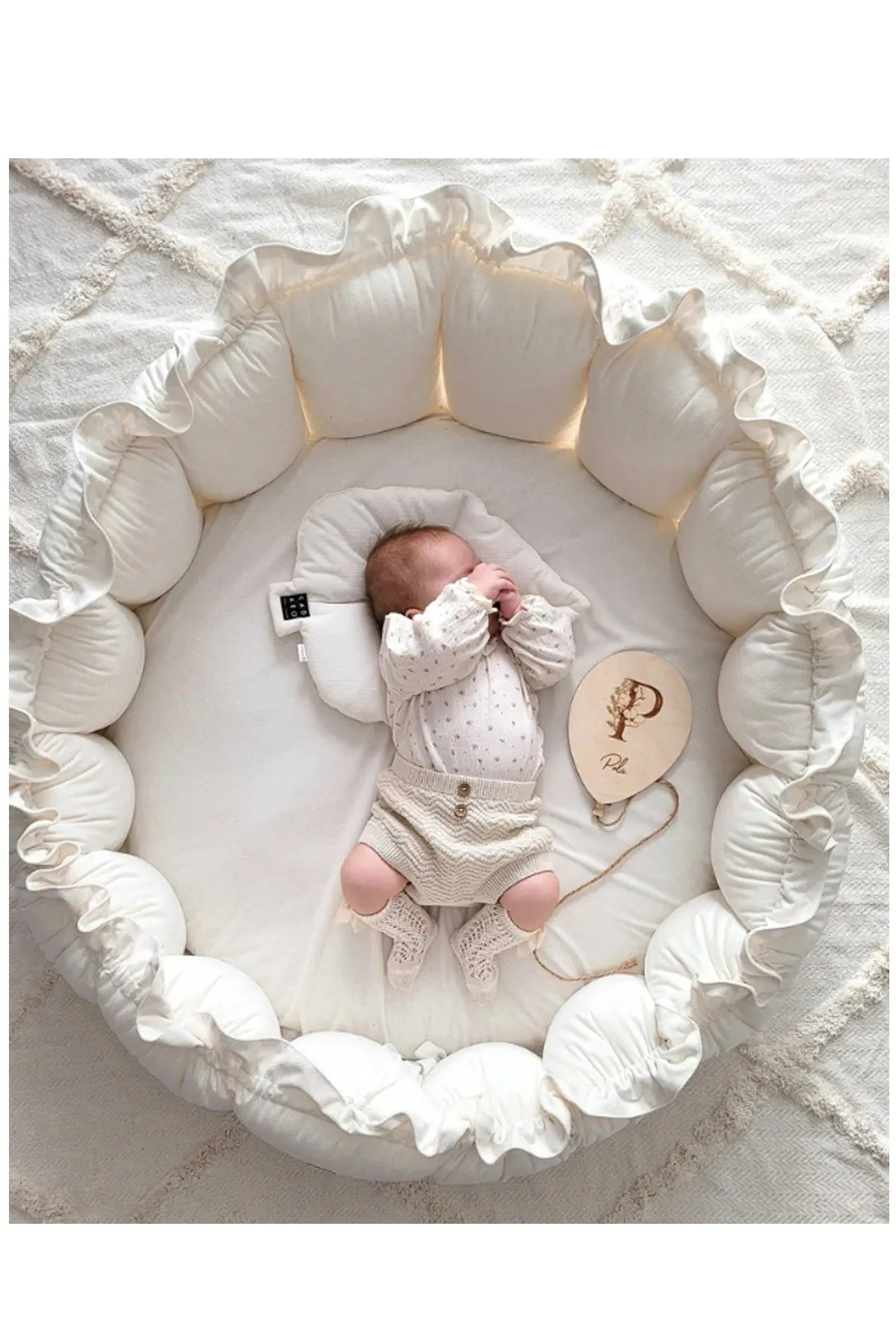 Handmade Cream Retractable - Collapsible Play Mat Jaju-Babynest Baby Bed